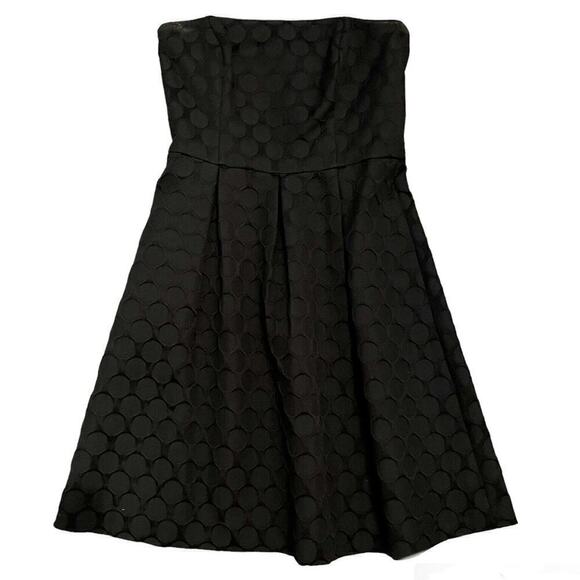 White House Black Market Strapless Fit Flare Dress Black Sz 2 Polka Dot … - Picture 1 of 11